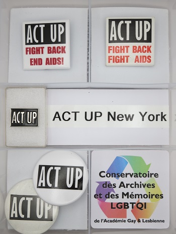 Collection Act Up New York badges Fight Back