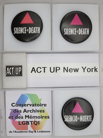Collection Act Up New York badges Silence = Death
